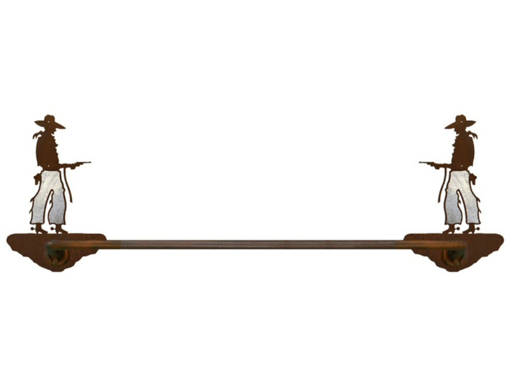 18" Burnished Cowboy with Pistol Metal Towel Bar