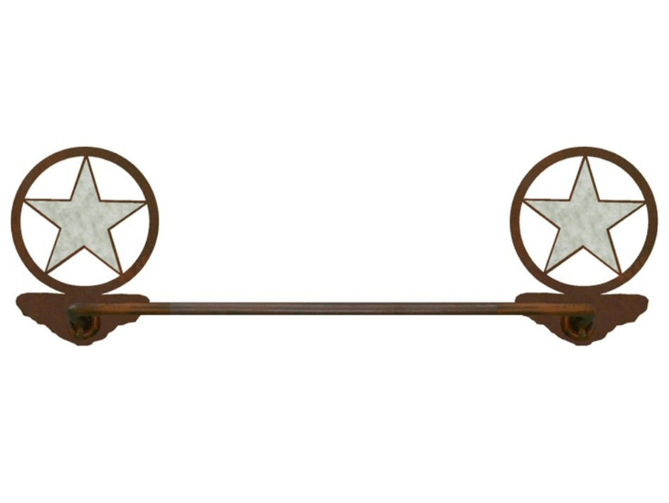 18" Burnished Texas Star Metal Towel Bar