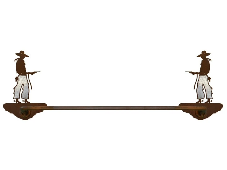 27" Burnished Cowboy with Pistol Metal Towel Bar