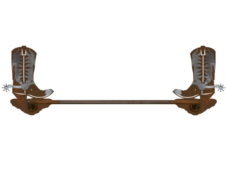 27" Burnished Cowboy Boot Metal Towel Bar