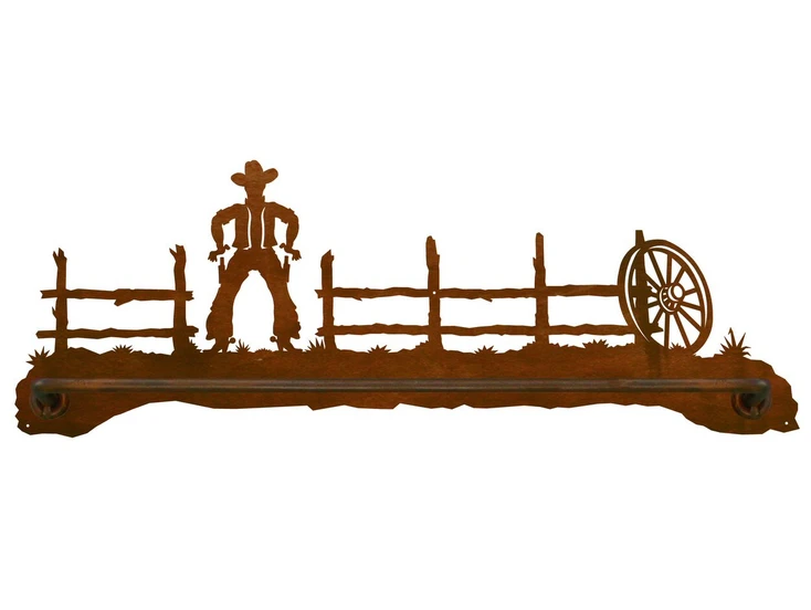 27" Cowboy Scenic Metal Towel Bar