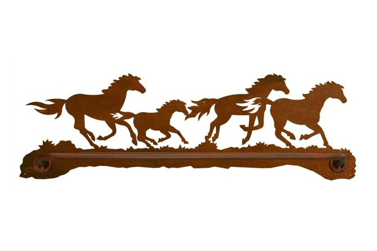 27" Running Wild Horses Metal Towel Bar