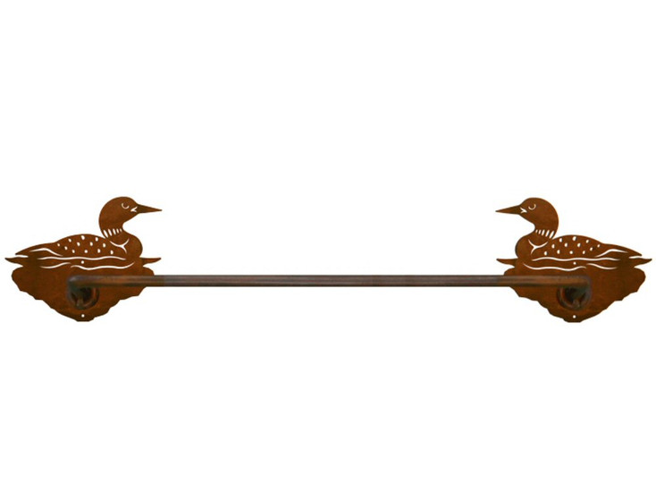 18" Swimming Loon Metal Towel Bar