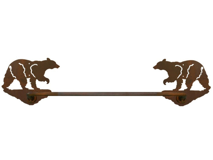 27" Black Bear Metal Towel Bar