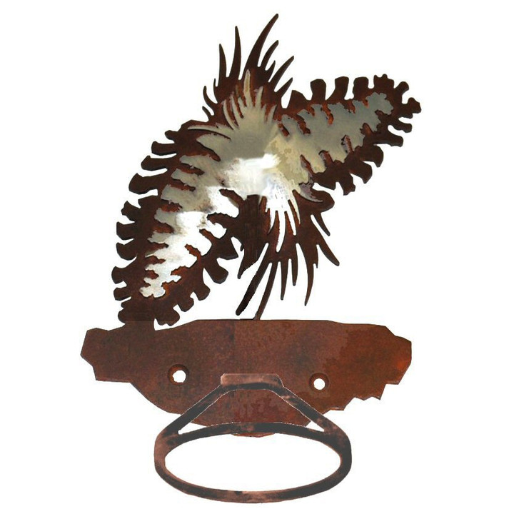 Burnished Pine Cone Metal Bath Towel Ring