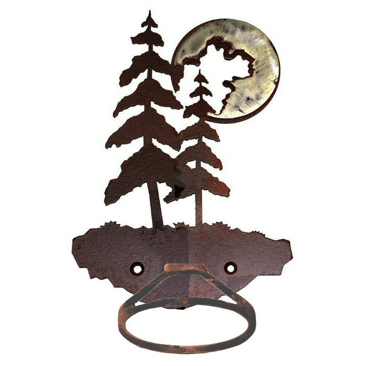 Burnished Pine Trees Metal Bath Towel Ring