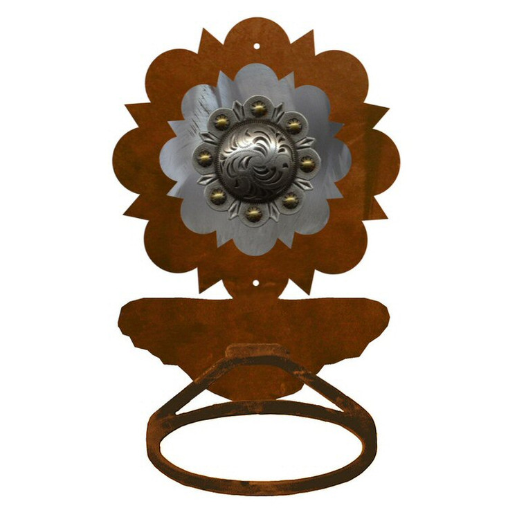 Burnished Round Old Silver Berry Concho Metal Bath Towel Ring