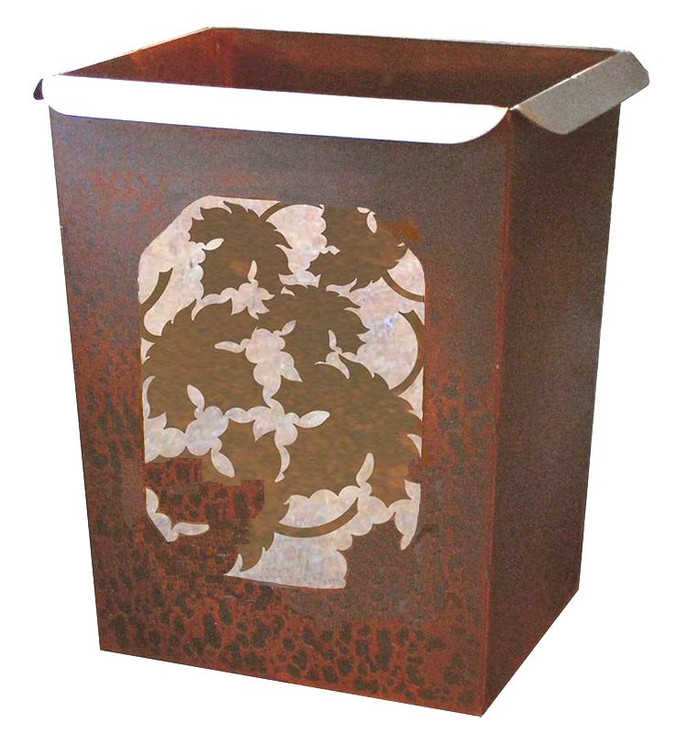 Maple Leaf Metal Wastebasket Trash Can