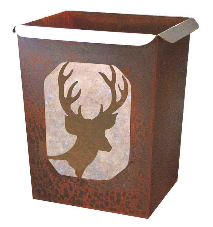 Deer Metal Wastebasket Trash Can