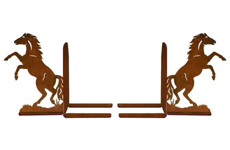 6" Rearing Horses Metal Bookends