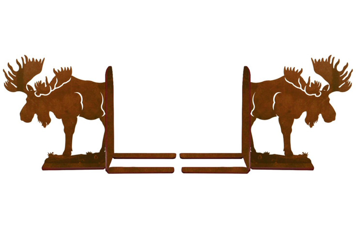 Standing Moose Metal Bookends
