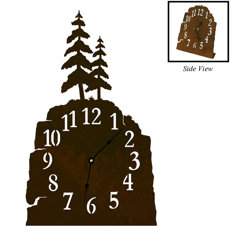 Pine Trees Metal Table Clock