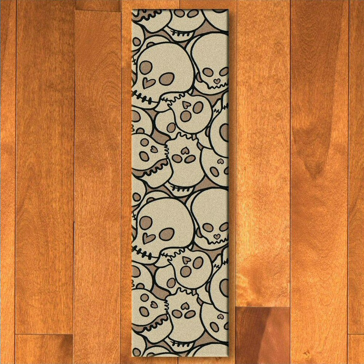 2' x 8' Head Banger Skulls Natural Rectangle Runner Rug
