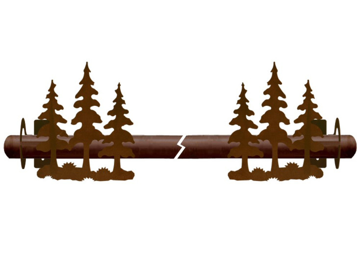 Triple Pine Trees Metal Curtain Rod Holders