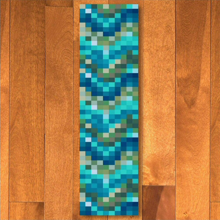 2' x 8' Abstract Spa Tiles Aqua Rectangle Runner Rug