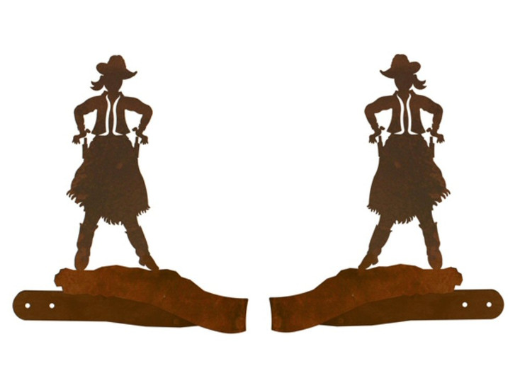 Cowgirl Drawing Pistol Metal Curtain Tie Backs