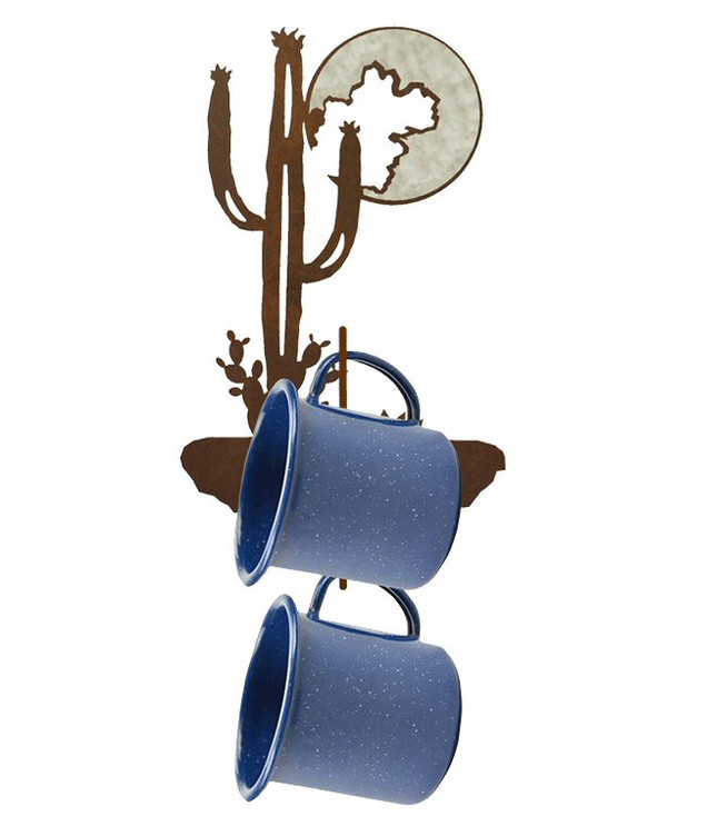 Burnished Desert Moon Metal Mug Holder Wall Rack