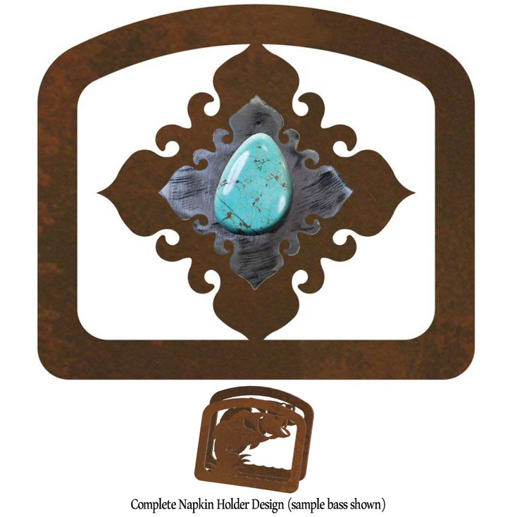Turquoise Stone Metal Napkin Holder