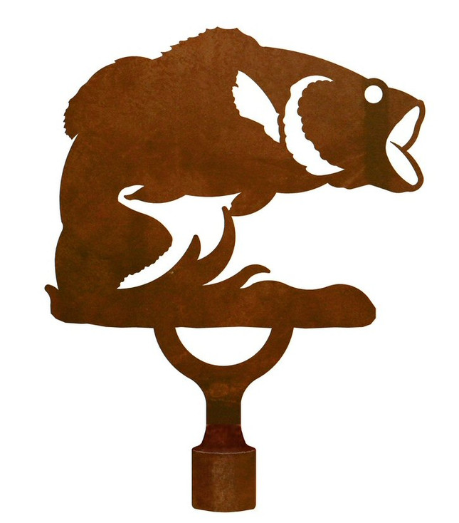 Large Bass Fish Metal Lamp Finial