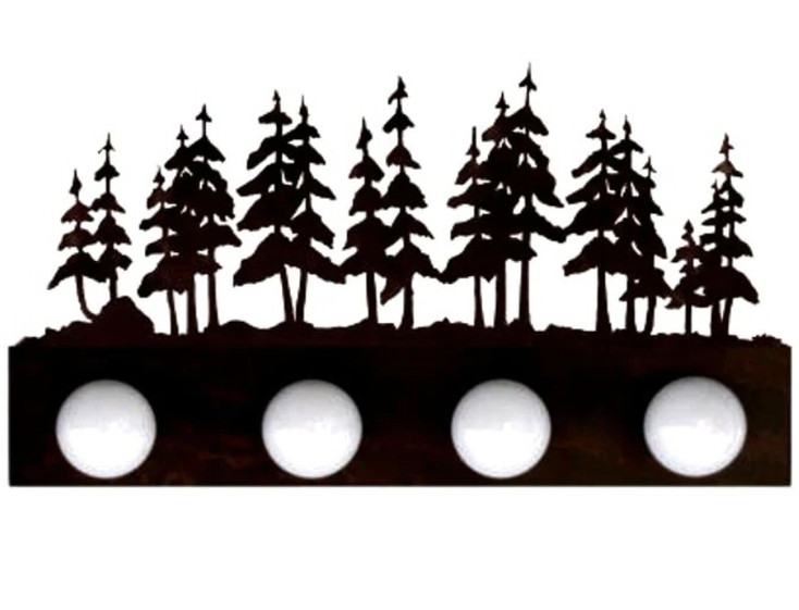 Pine Tree Forest Four Light Metal Vanity Light
