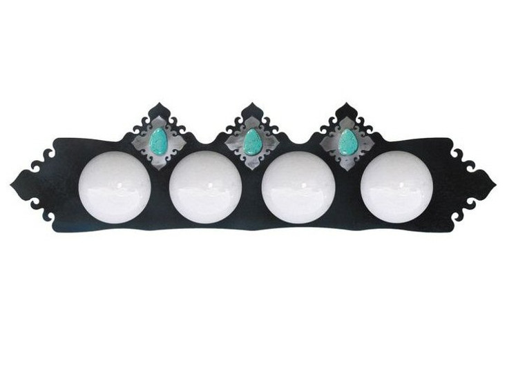 Turquoise Stone Four Light Metal Vanity Light