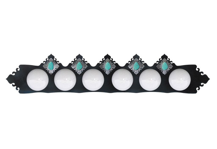 Turquoise Stone Six Light Metal Vanity Light