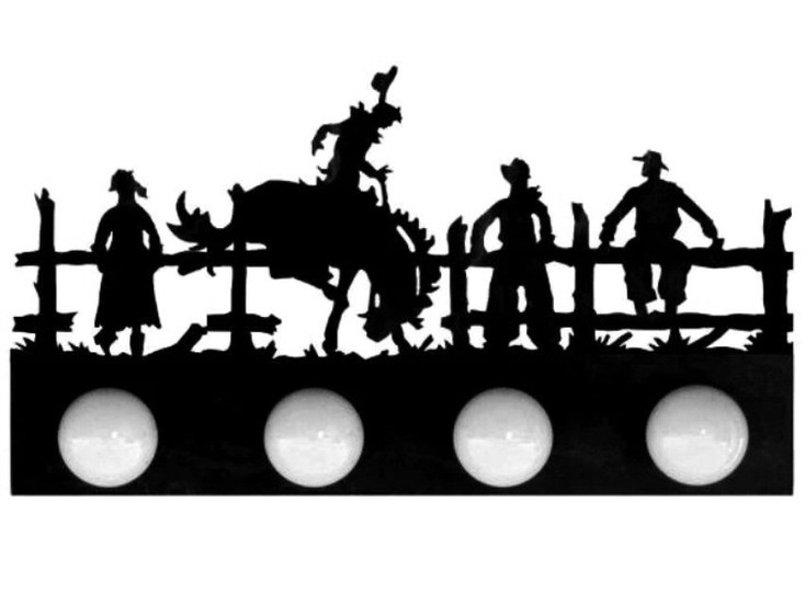 Bucking Bronco Rider Four Light Metal Vanity Light