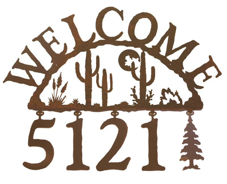 Desert Moon Metal Address Welcome Sign