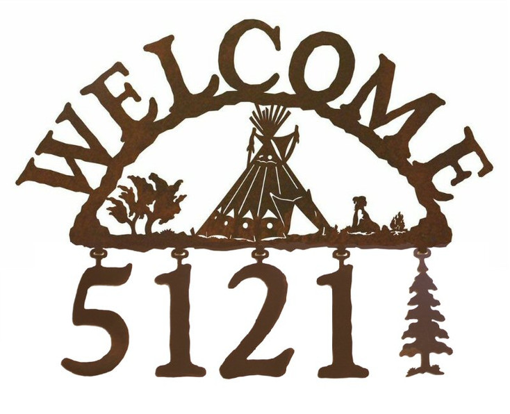 Tepee Metal Address Welcome Sign