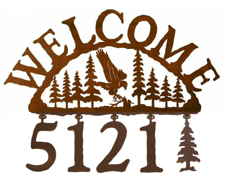 Flying Eagle Bird Metal Address Welcome Sign