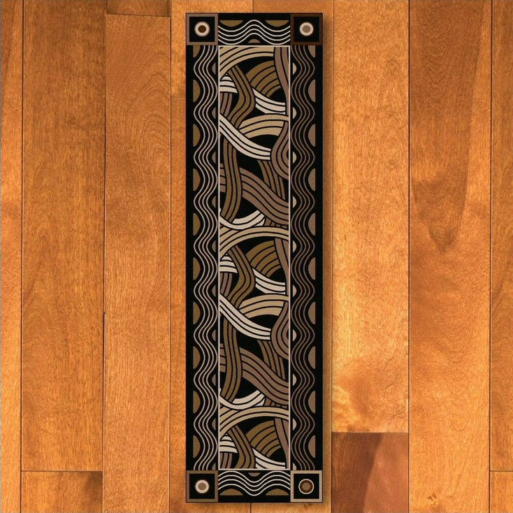 2' x 8' Hand Coiled Black Cherokee Inspired Rectangle Runner Rug