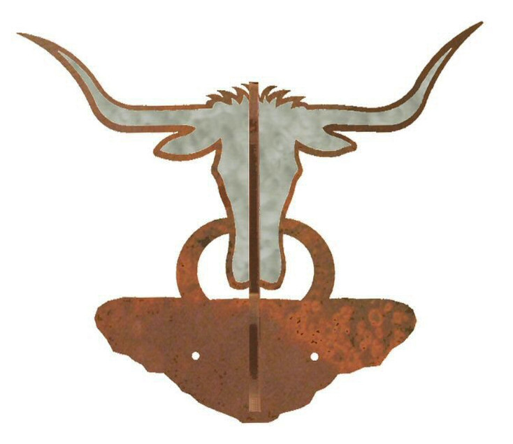 Burnished Longhorn Steer Double Metal Wall Hook