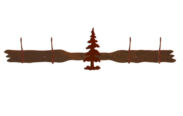 Single Pine Tree Four Hook Metal Wall Coat Rack