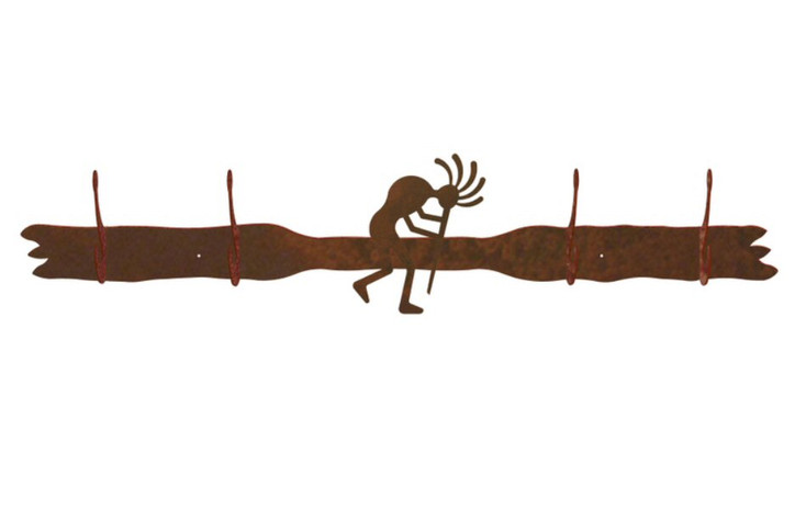 Kokopelli Four Hook Metal Wall Coat Rack