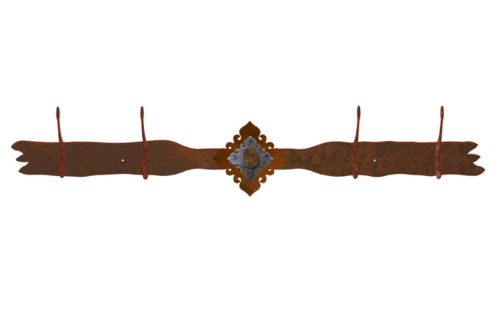 Unakite Stone Four Hook Metal Wall Coat Rack