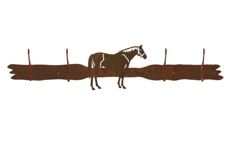 Bay Horse Four Hook Metal Wall Coat Rack