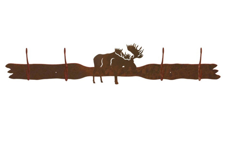 Moose Four Hook Metal Wall Coat Rack