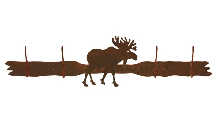 Original Moose Four Hook Metal Wall Coat Rack