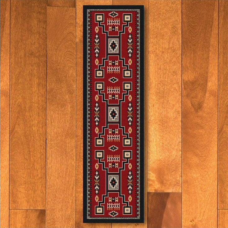 2' x 8' Old Crow Red Southwest Rectangle Runner Rug