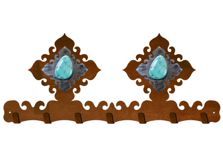 Turquoise Stone Metal Wall Key Rack