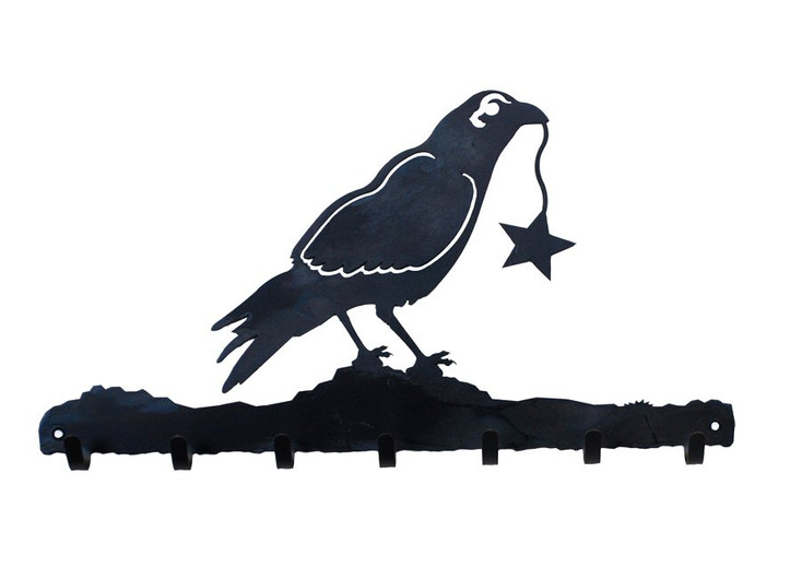 Crow Bird Metal Wall Key Rack