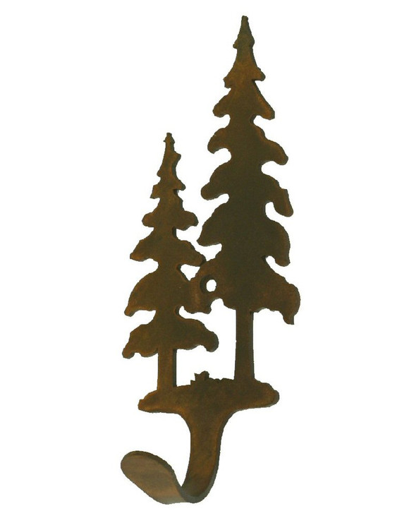 Double Pine Trees Small Single Metal Wall Hook