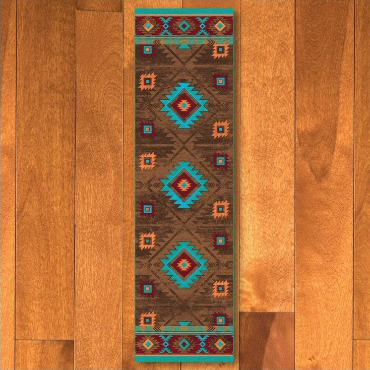 2' x 8' Whisky River Turquoise Southwest Rectangle Runner Rug