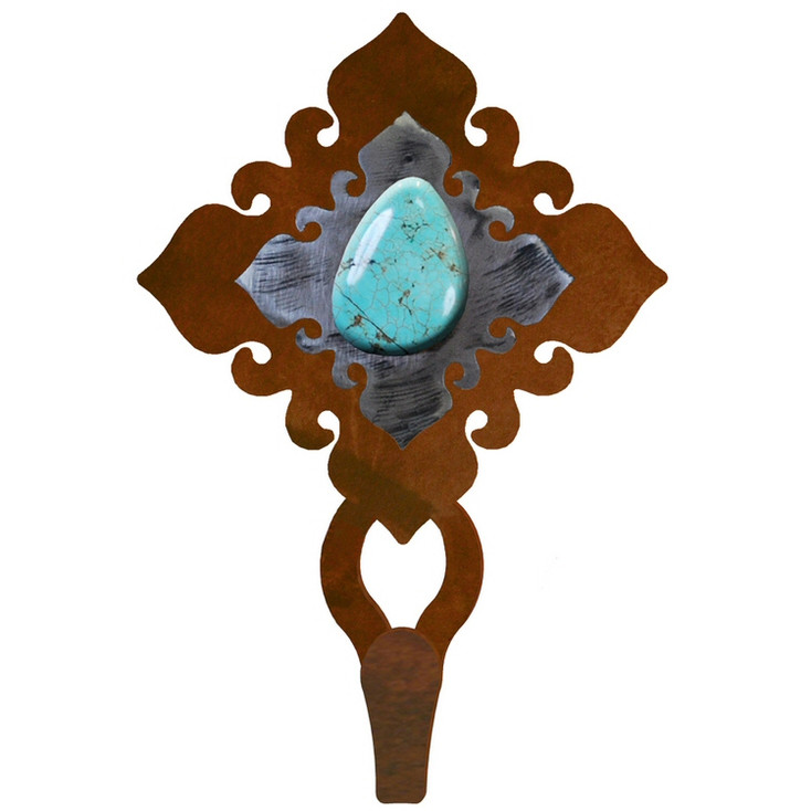 Turquoise Stone Large Single Metal Wall Hook