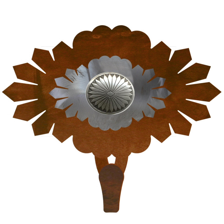 Burnished Sunburst Concho Large Single Metal Wall Hook