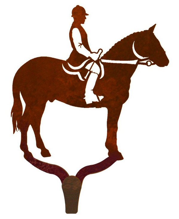 English Horse Rider Large Single Metal Wall Hook