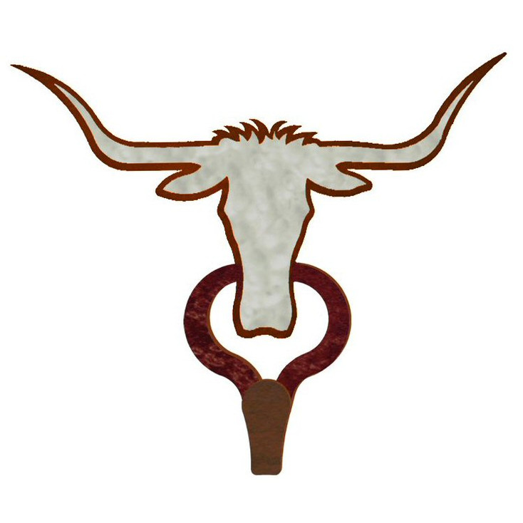 Longhorn Steer Burnished Large Single Metal Wall Hook