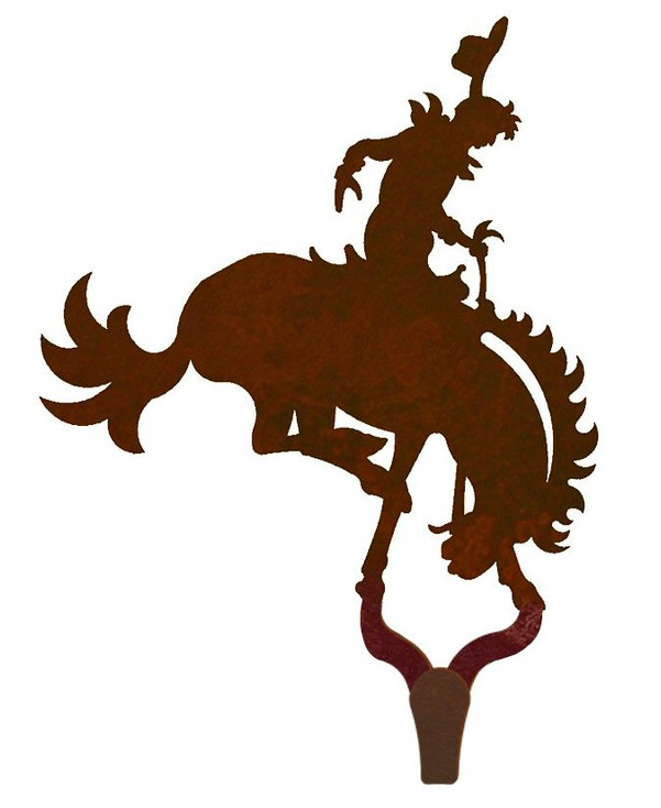 Bucking Bronco Rider Large Single Metal Wall Hook