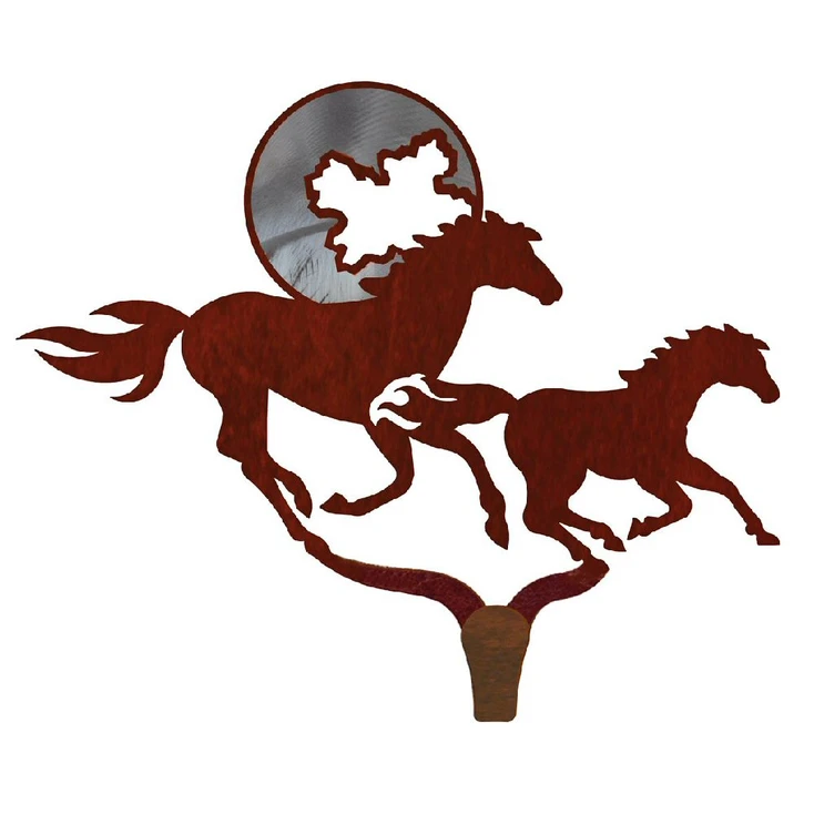 Running Horses Burnished Large Single Metal Wall Hook