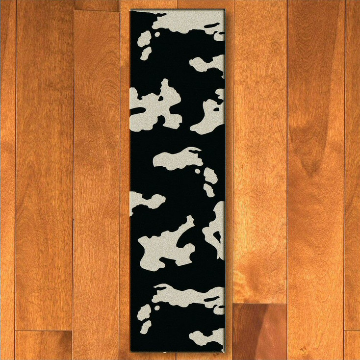 2' x 8' Black Cowhide Western Rectangle Runner Rug